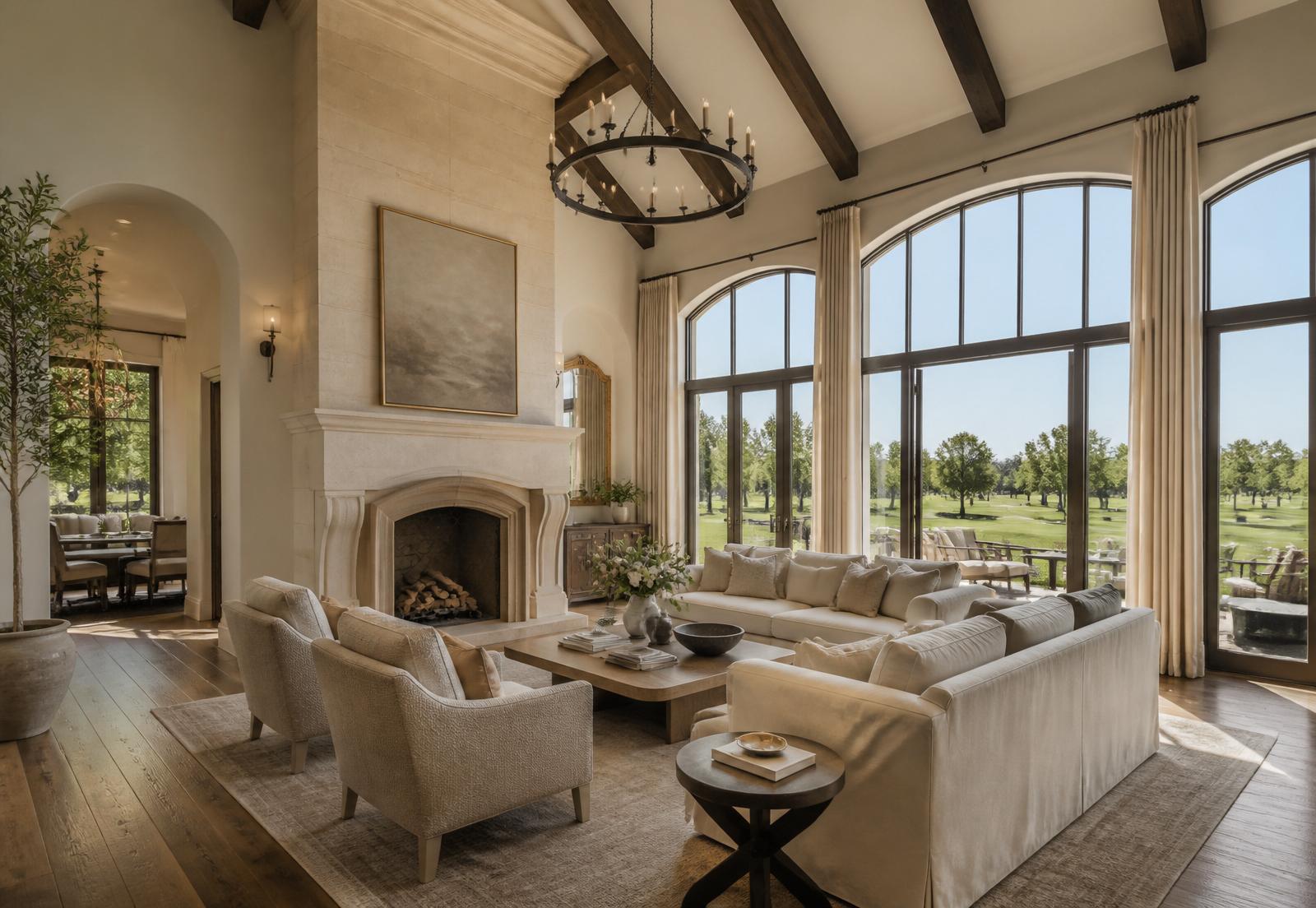 A refined European-inspired great room in a Longview estate
